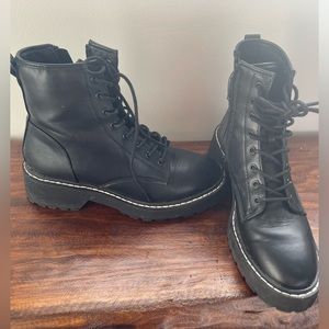 Steve Madden Black Lace-Up Combat Boots
